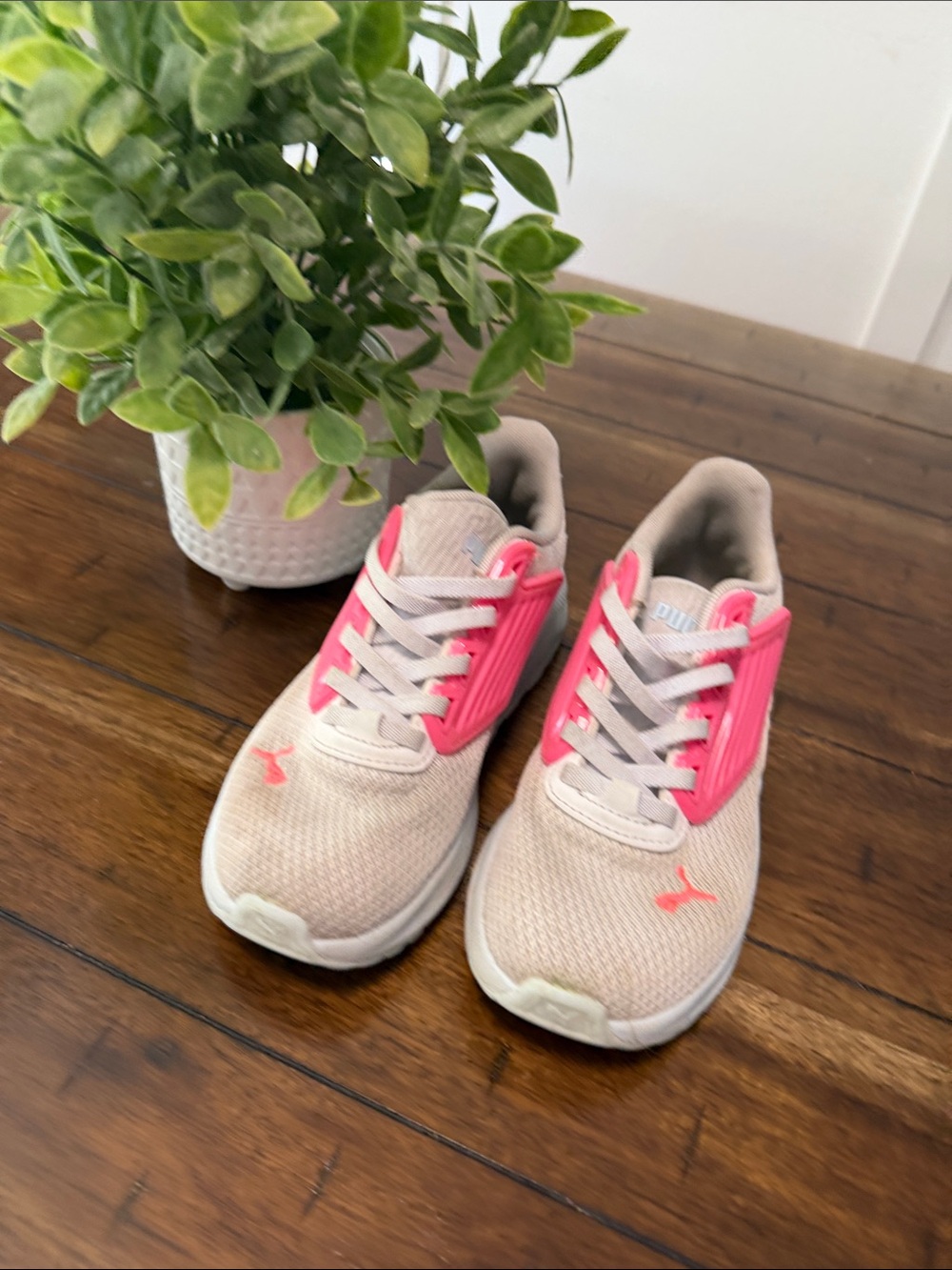 Puma Kids Pink and Light Gray Runner Sneakers